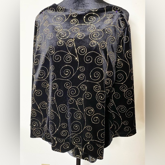 NWT Elementz Blouse Women’s Size S Black & Gold Cardigan Layered Top - Picture 3 of 4